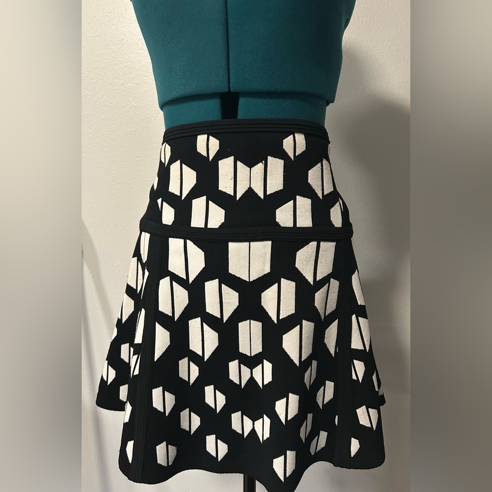 DVF Vintage Black and White Geometric Women's Skirt